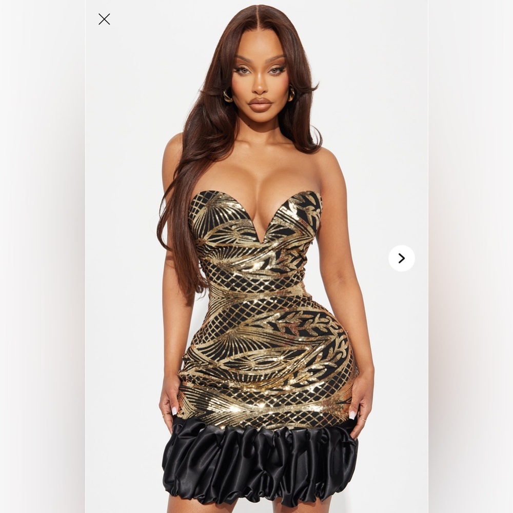 Fashion Nova Golden Empress Sequin Bubble dress